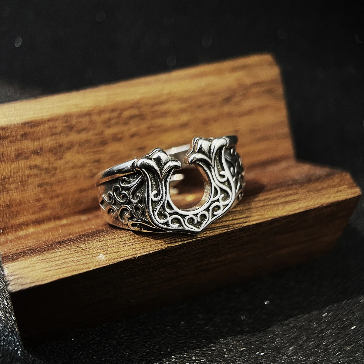 Retro Şanslı At Nalı Ayarlanabilir Açık Halka Erkekler Kadınlar Için Punk Gotik Sinirli Bakır Takı Unisex Aksesuarları Iyi Şans Hediye