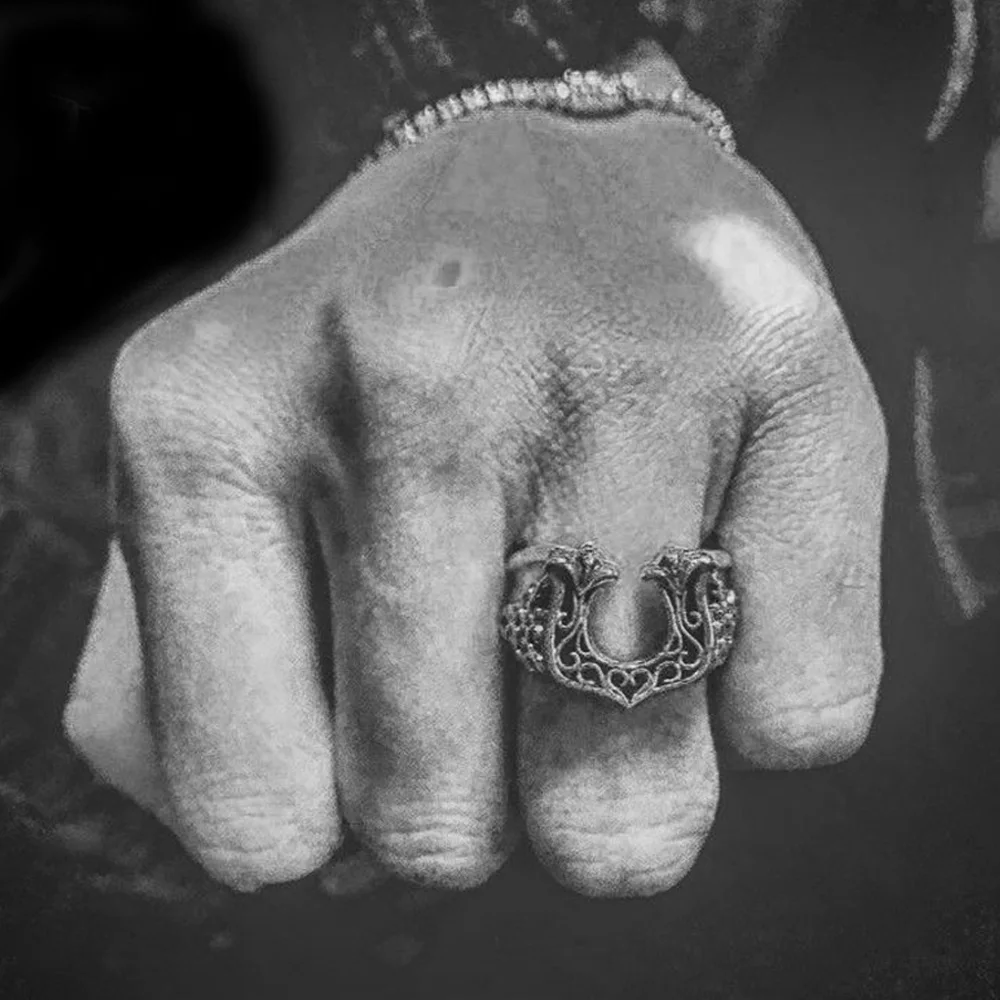 Retro Şanslı At Nalı Ayarlanabilir Açık Halka Erkekler Kadınlar Için Punk Gotik Sinirli Bakır Takı Unisex Aksesuarları Iyi Şans Hediye