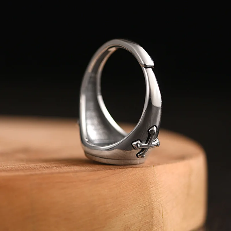 Retro Dua Eller Yüzük Erkekler Için Gümüş Renk Sokak Punk Gotik Ayarlanabilir Yüzük El Yapımı Takı Biker Aksesuarları Adam Hediye