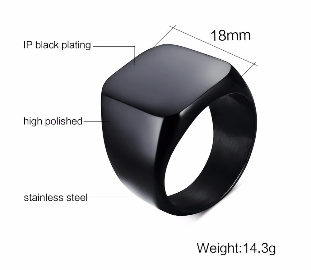 MONOGRAM SIGNET yüzük paslanmaz çelik bisikletçi yüzükleri erkekler için MONOGRAM fantezi ilk kare düz üst bant siyah