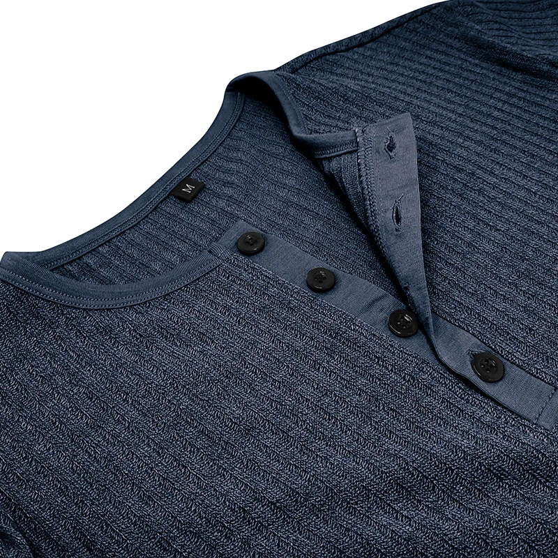 Rahat nervürlü düz renk erkek t-shirt eğlence O boyun düğmesi kısa kollu T Shirt yaz erkekler spor moda düz Tee kazaklar