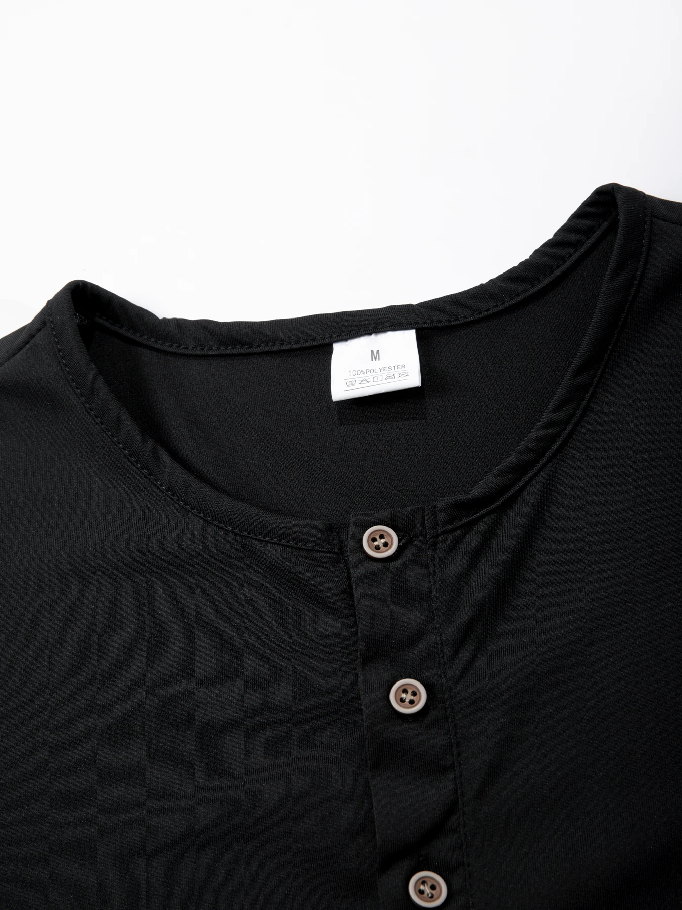 Erkek Kısa Kollu Henley Boyun T-shirt Düz Renk Erkek Üstleri Slim Fit Düğme Boyun Rahat Rahat Tshirt streetwear