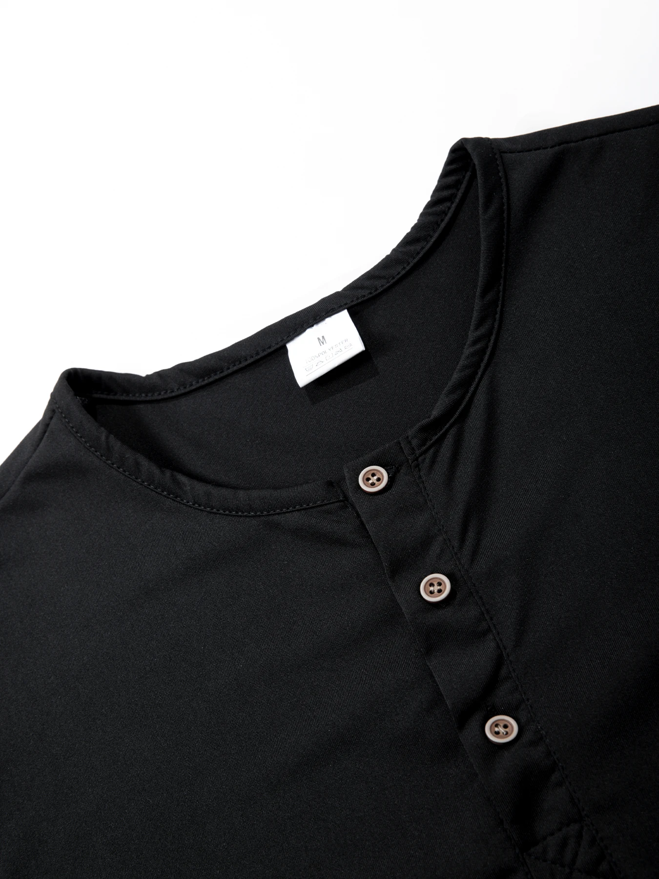 Erkek Kısa Kollu Henley Boyun T-shirt Düz Renk Erkek Üstleri Slim Fit Düğme Boyun Rahat Rahat Tshirt streetwear