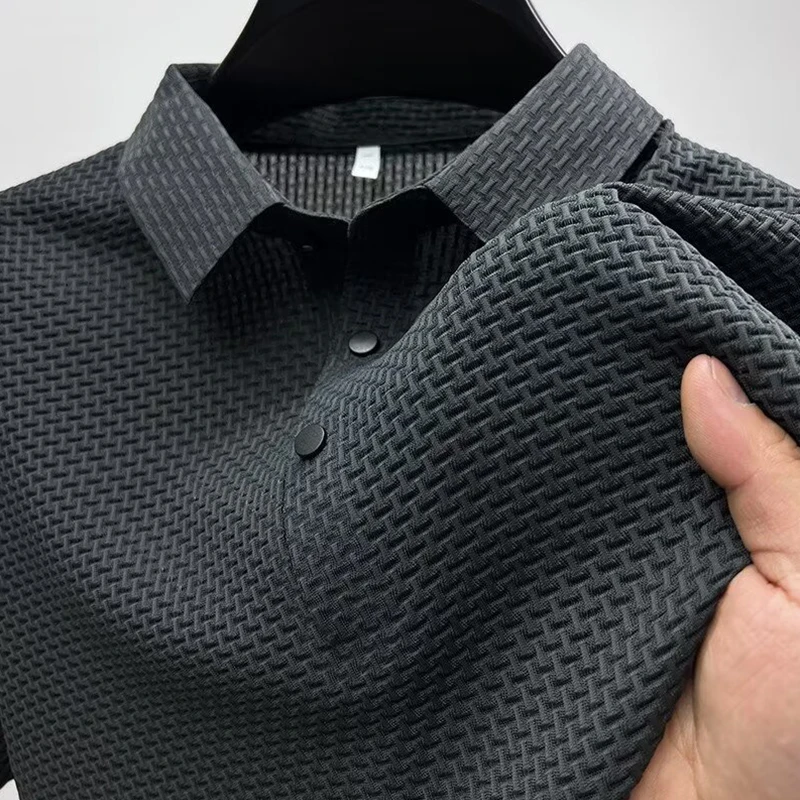 Yeni erkek İş Rahat Kısa Kollu Kemik Çiçek Düz Renk POLO GÖMLEK Moda Nefes Rahat Yaz Çok Yönlü Üst