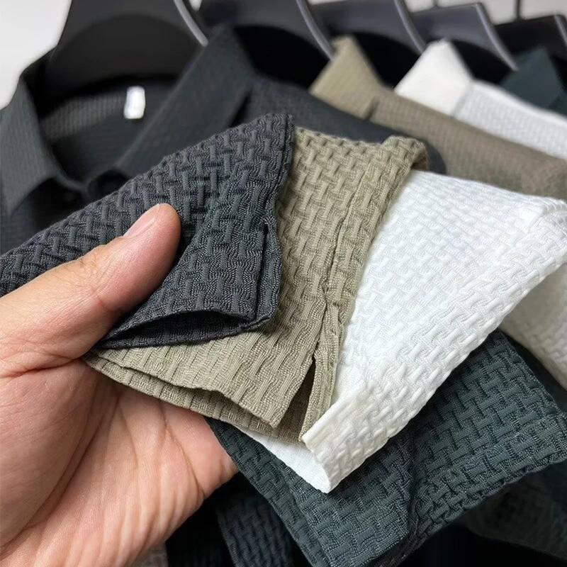 Yeni erkek İş Rahat Kısa Kollu Kemik Çiçek Düz Renk POLO GÖMLEK Moda Nefes Rahat Yaz Çok Yönlü Üst