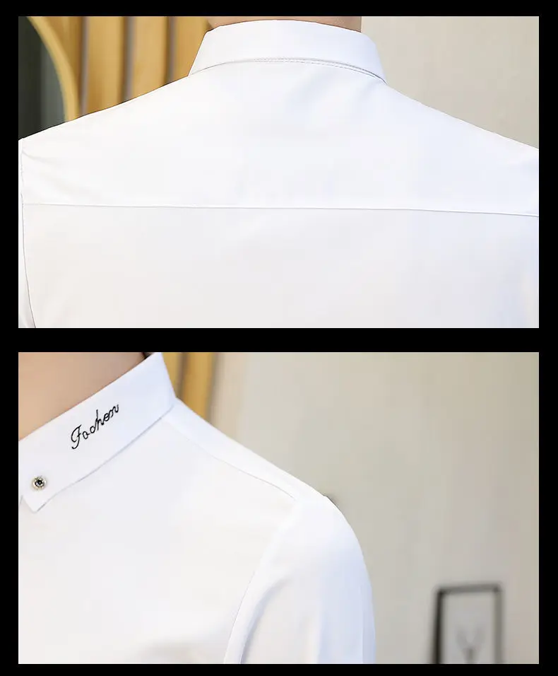 Erkek Hafif İş Gömleği Rahat Demirsiz Uzun Kollu Inç Giyim Trendy İnce Kırışıklığa Dayanıklı Elastik erkek Gömleği