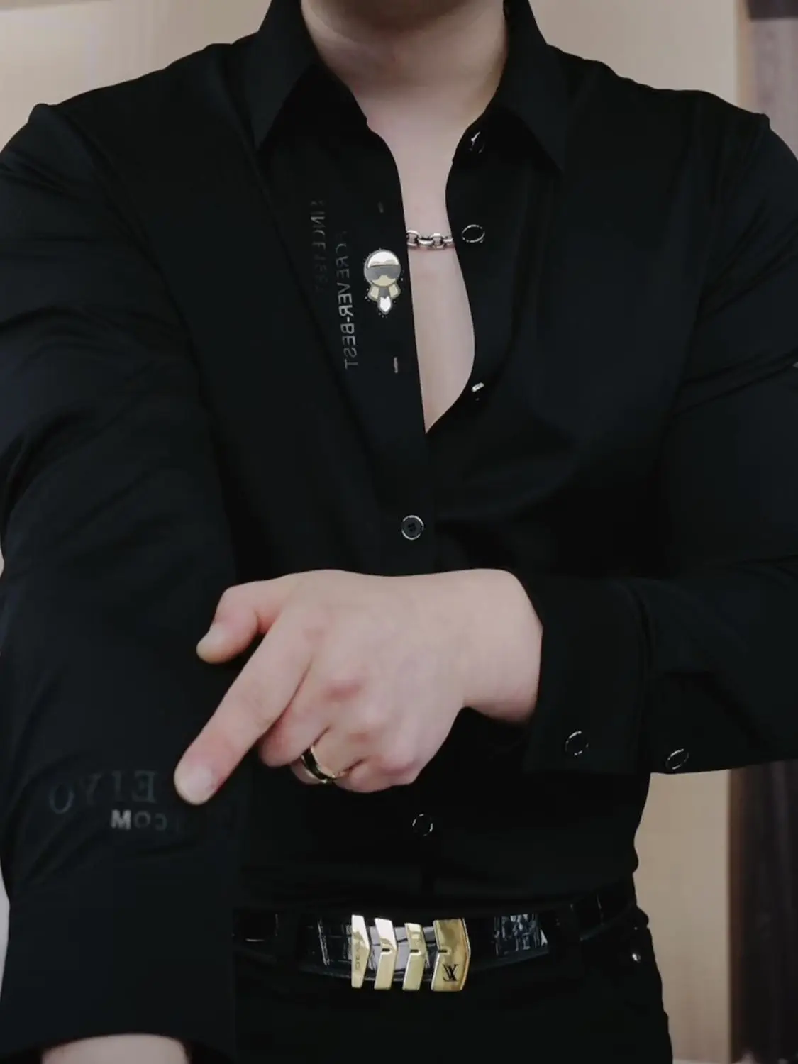 High End özelleştirilmiş siyah gömlek erkek uzun kollu dikişsiz elastik dış giyim