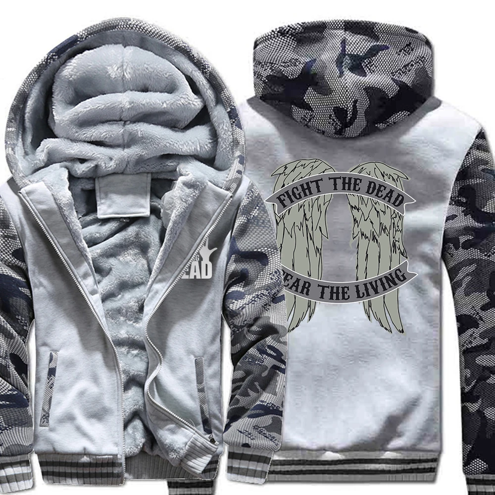 Film The Walking Dead Wings Baskı Erkek Hoodie Moda Rahat Mont Kış Baskı Eşofman Gevşek Büyük Boy Kalınlaşmak Ceket Adam