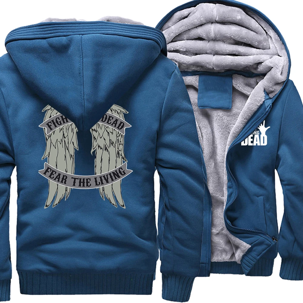 Film The Walking Dead Wings Baskı Erkek Hoodie Moda Rahat Mont Kış Baskı Eşofman Gevşek Büyük Boy Kalınlaşmak Ceket Adam