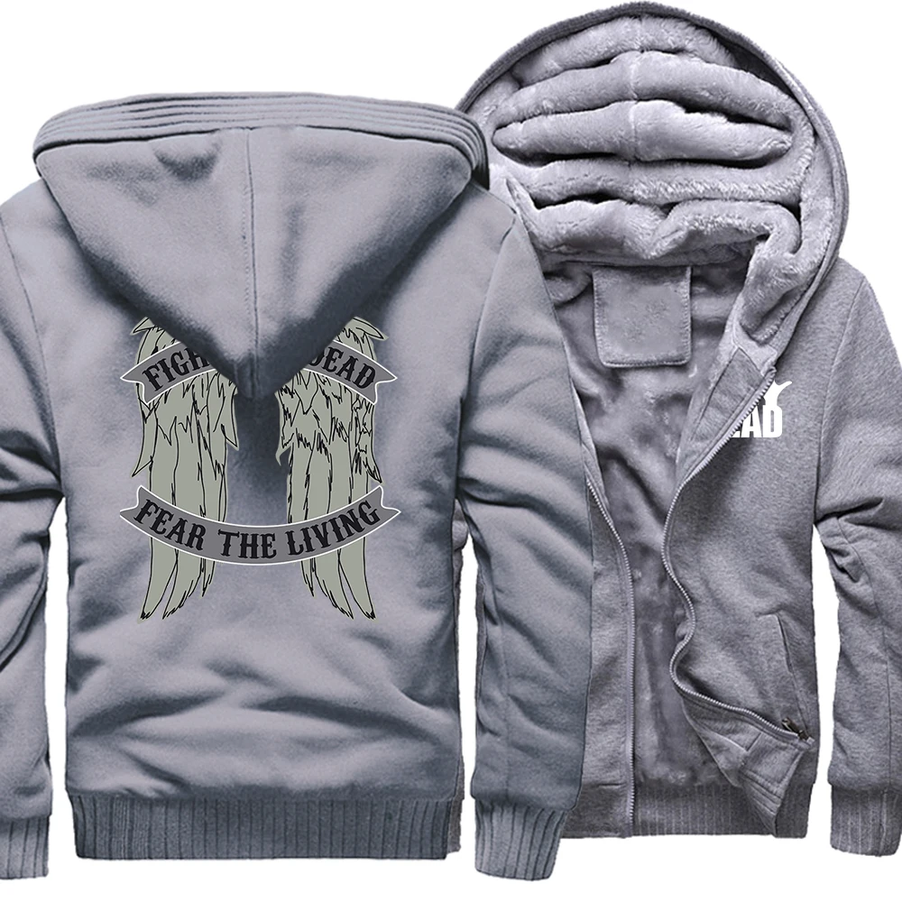 Film The Walking Dead Wings Baskı Erkek Hoodie Moda Rahat Mont Kış Baskı Eşofman Gevşek Büyük Boy Kalınlaşmak Ceket Adam