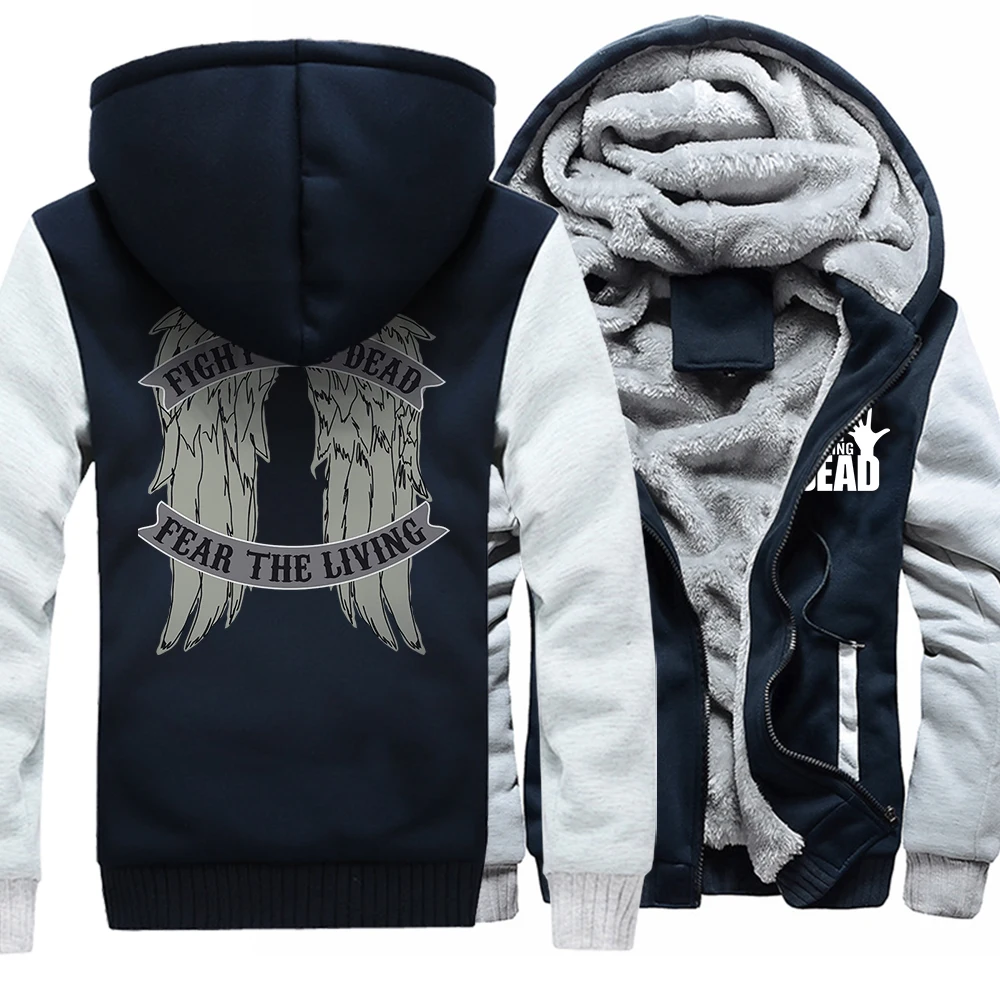 Film The Walking Dead Wings Baskı Erkek Hoodie Moda Rahat Mont Kış Baskı Eşofman Gevşek Büyük Boy Kalınlaşmak Ceket Adam