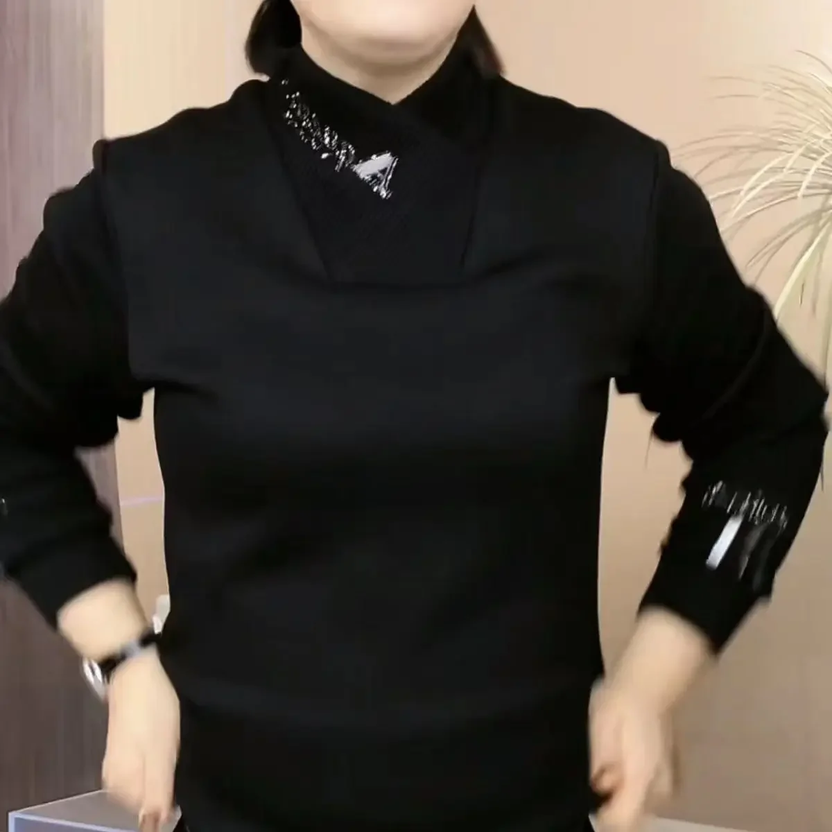 Erkek Yeni Uzun kollu Tişört Üst Kadife ile Rahat Sahte İki Parçalı Dip Gömlek Çok Yönlü Kazak Tutmak için