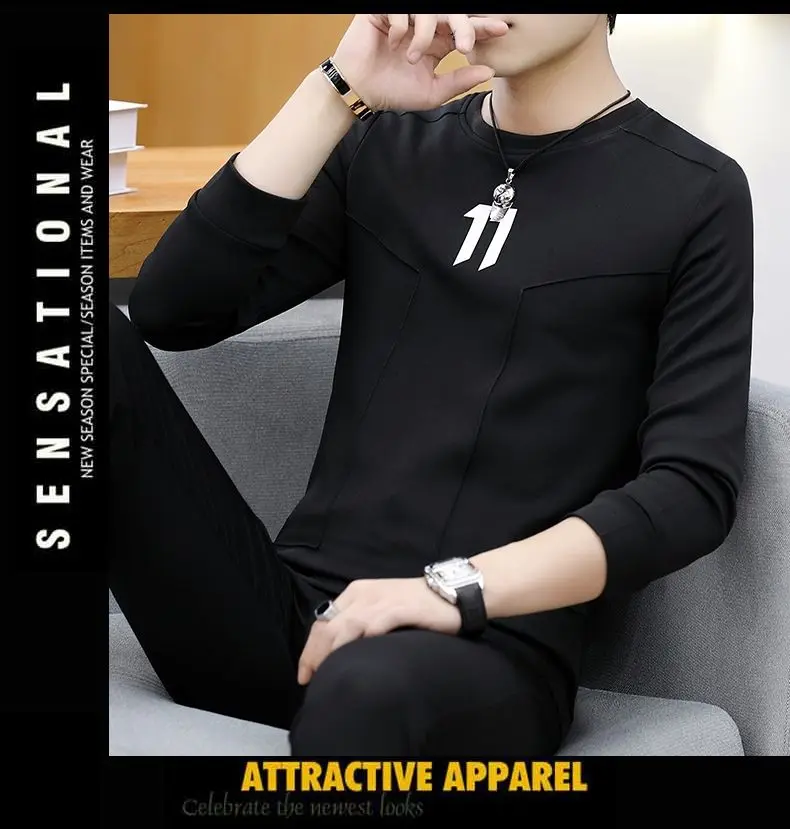 Hoodie erkek bahar moda erkek uzun kollu T-shirt yeni giysiler erken bahar üst Trendy marka baz