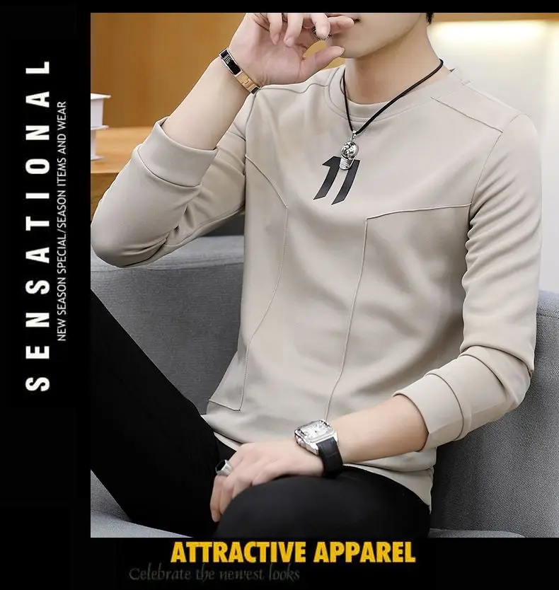 Hoodie erkek bahar moda erkek uzun kollu T-shirt yeni giysiler erken bahar üst Trendy marka baz