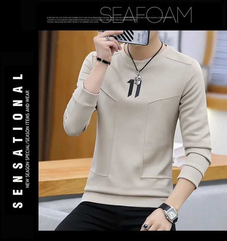 Hoodie erkek bahar moda erkek uzun kollu T-shirt yeni giysiler erken bahar üst Trendy marka baz