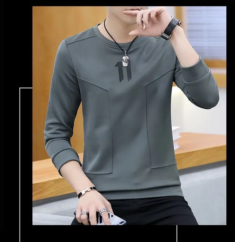 Hoodie erkek bahar moda erkek uzun kollu T-shirt yeni giysiler erken bahar üst Trendy marka baz