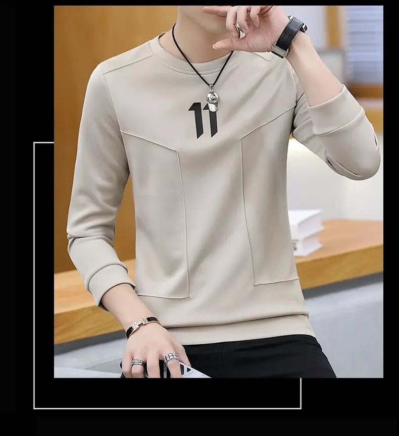 Hoodie erkek bahar moda erkek uzun kollu T-shirt yeni giysiler erken bahar üst Trendy marka baz