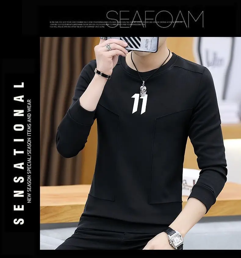 Hoodie erkek bahar moda erkek uzun kollu T-shirt yeni giysiler erken bahar üst Trendy marka baz