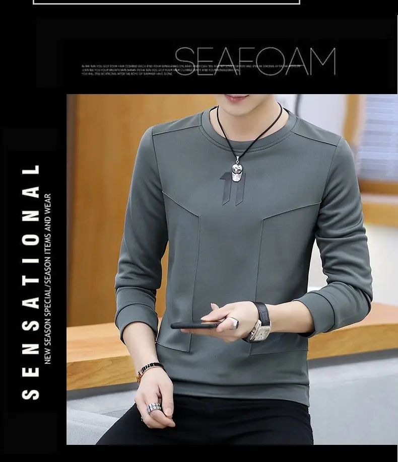 Hoodie erkek bahar moda erkek uzun kollu T-shirt yeni giysiler erken bahar üst Trendy marka baz