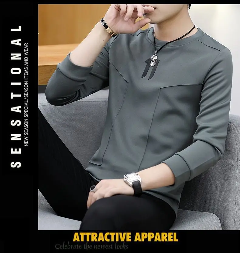 Hoodie erkek bahar moda erkek uzun kollu T-shirt yeni giysiler erken bahar üst Trendy marka baz