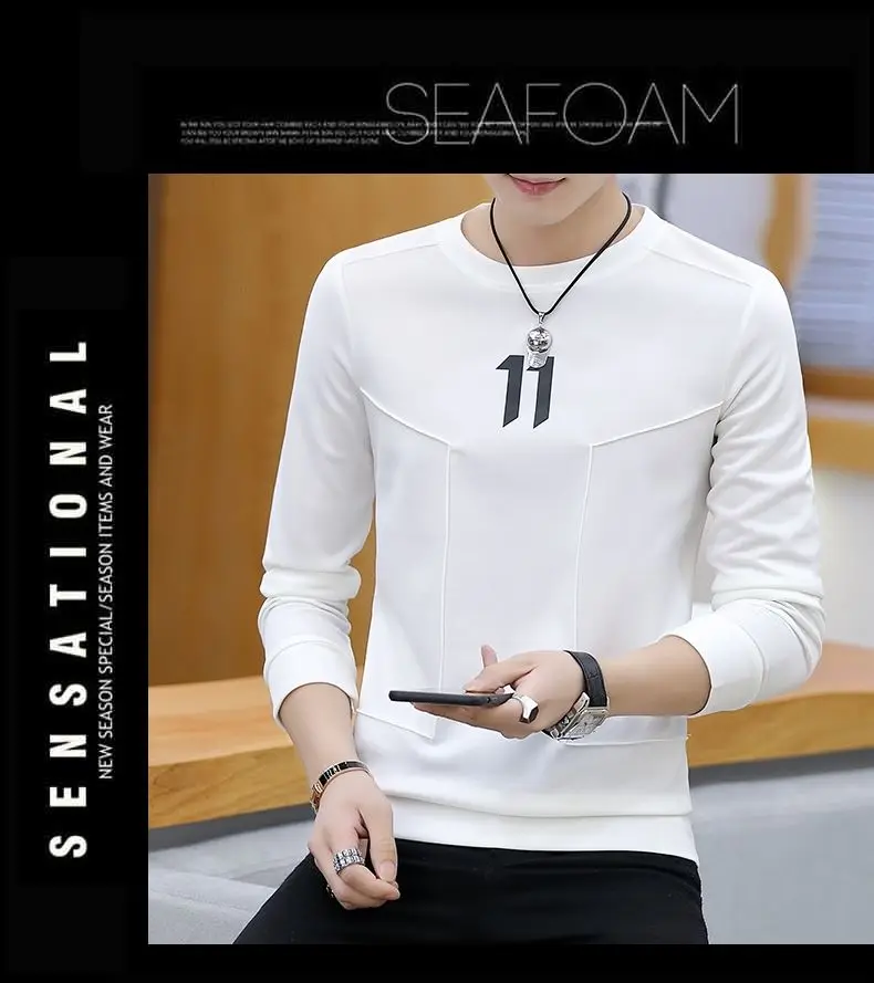 Hoodie erkek bahar moda erkek uzun kollu T-shirt yeni giysiler erken bahar üst Trendy marka baz