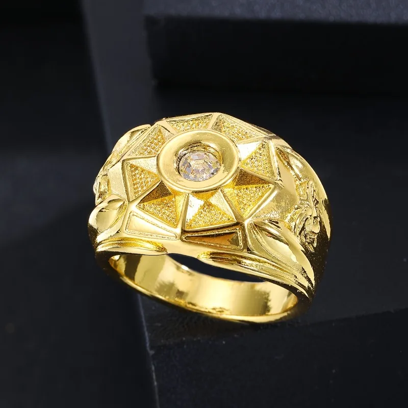 1 adet Lüks Sentetik Zirkonya erkek Kalın Moda Nişan Yüzüğü Düğün Band Rahat Parti Aksesuarı babalar Günü Doğum Günü Hediyeleri