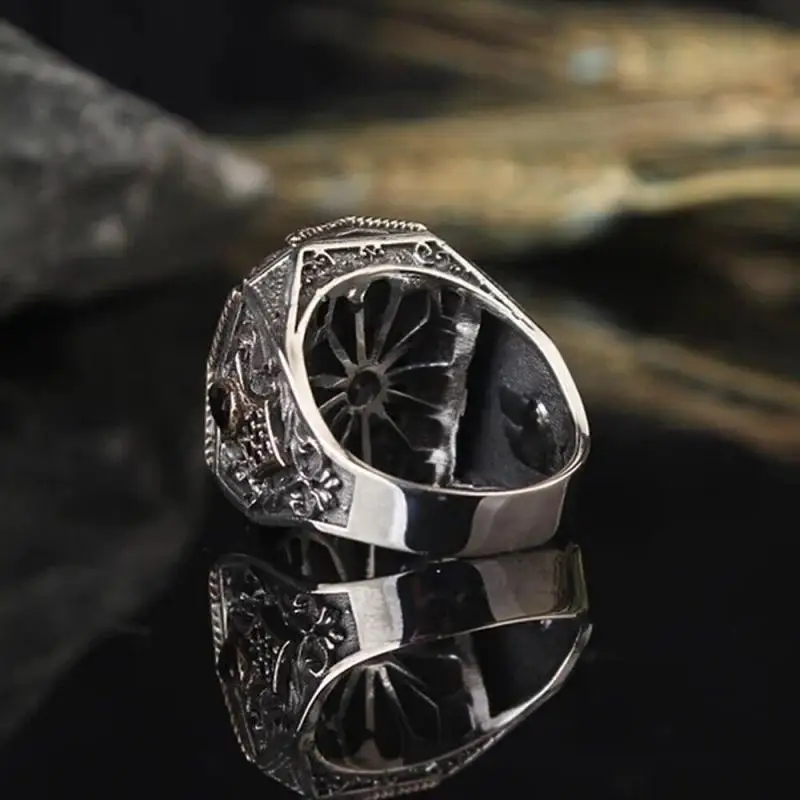 Yeni erkek Türk El Yapımı Takı Sitrin Punk Parti Yüzük