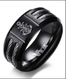 Vnox Vintage 9mm Masonik Halka Erkekler Takı Siyah Paslanmaz Çelik Tel Ile Kardeş Hediye