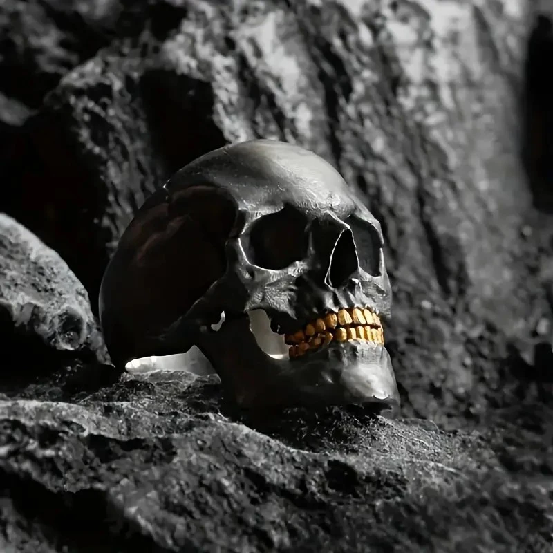 Vintage Punk paslanmaz çelik kafatası yüzükler erkekler için gotik Punk korku kafatası yüzükler Hip Hop erkekler motosiklet kaya Biker takı hediyeler