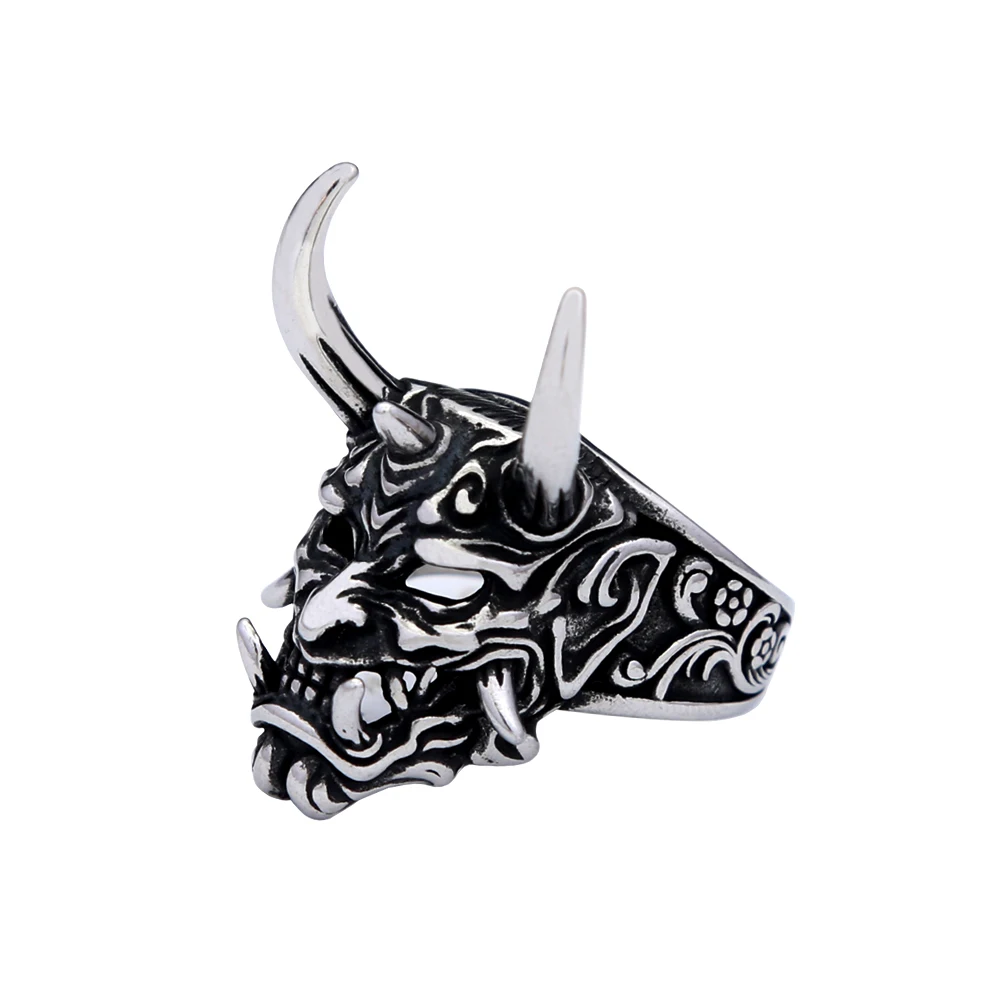 Vintage Punk Prajna Maskesi Yüzük Paslanmaz Çelik Gotik Kafatası Yüzük Erkekler Için Benzersiz Moda Muska Takı Hediyeler Dropshipping