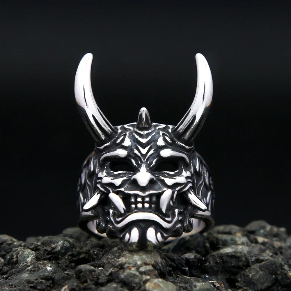 Vintage Punk Prajna Maskesi Yüzük Paslanmaz Çelik Gotik Kafatası Yüzük Erkekler Için Benzersiz Moda Muska Takı Hediyeler Dropshipping