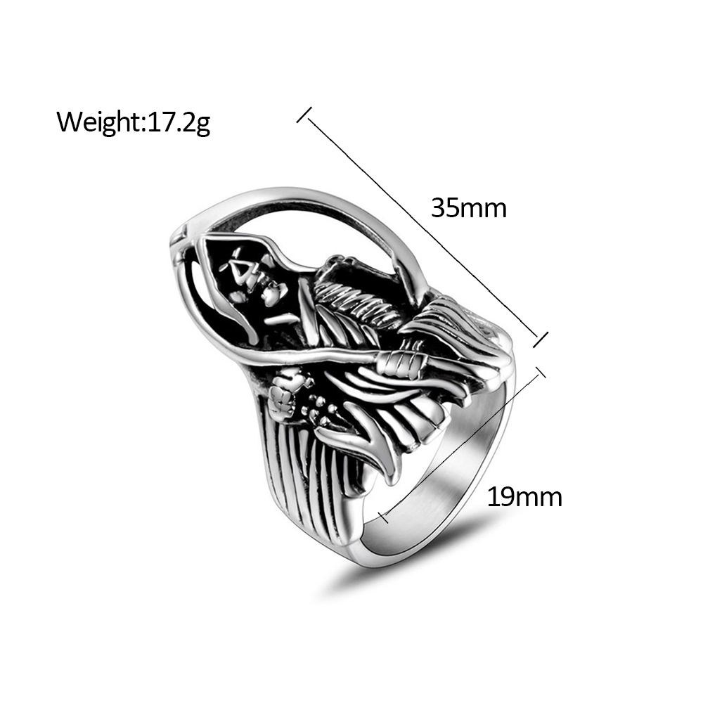 Vintage benzersiz Reaper Reaper kafatası yüzük erkekler için gotik 316L paslanmaz çelik ölüm kafatası yüzükler serin otoriter takı toptan