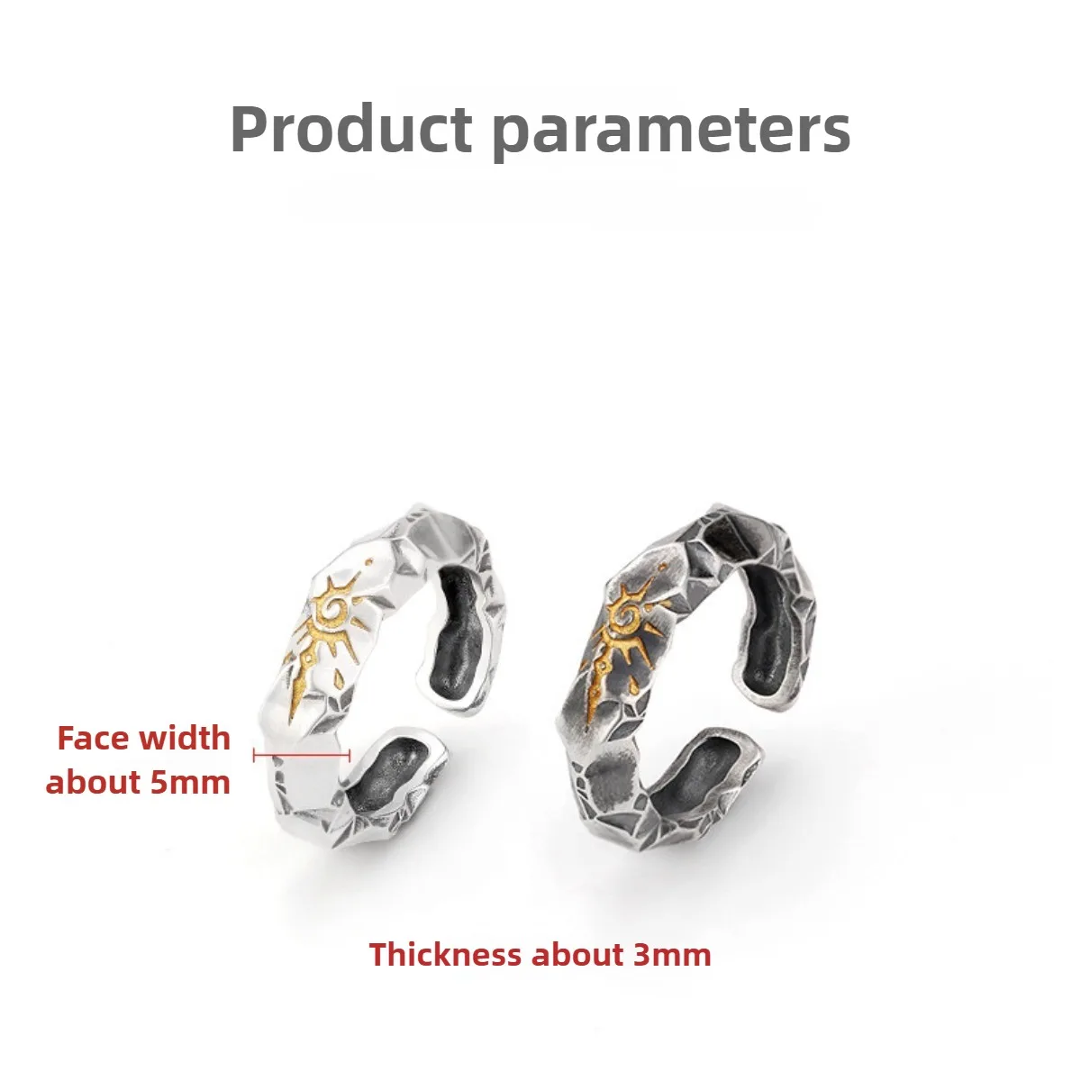 Ayarlanabilir Dilek Taşı Totem Yüzük, Kadın Erkek için Paslanmaz Çelik Punk Takı, Konfor Fit Günlük Giyim Hediye Fikri