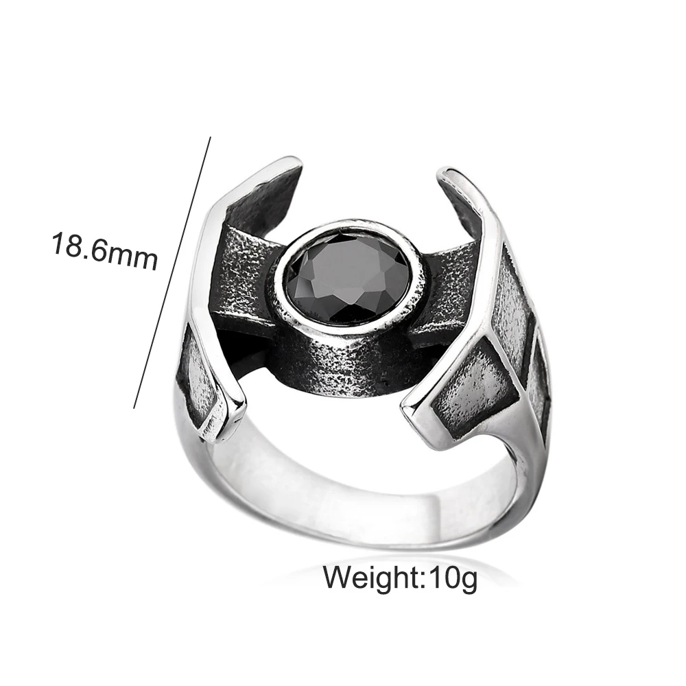 Benzersiz kişilik siyah taş yüzükler erkekler kadınlar için Punk serin moda paslanmaz çelik Viking yüzük parti takı hediye Dropshipping