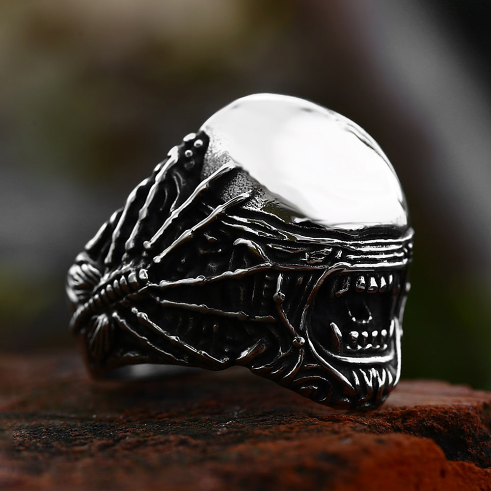 Vintage benzersiz 316L paslanmaz çelik kafatası örümcek yüzük erkekler için erkek Punk Biker serin moda takı cadılar bayramı hediyeler Dropshipping