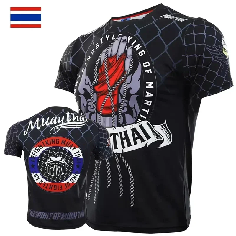 Yeni Yaz 3D Muay Thai Boks Baskılı Tişört Moda Spor Salonu Kısa Kollu Erkek Serin Hip Hop Giyim Erkek TShirt Üst