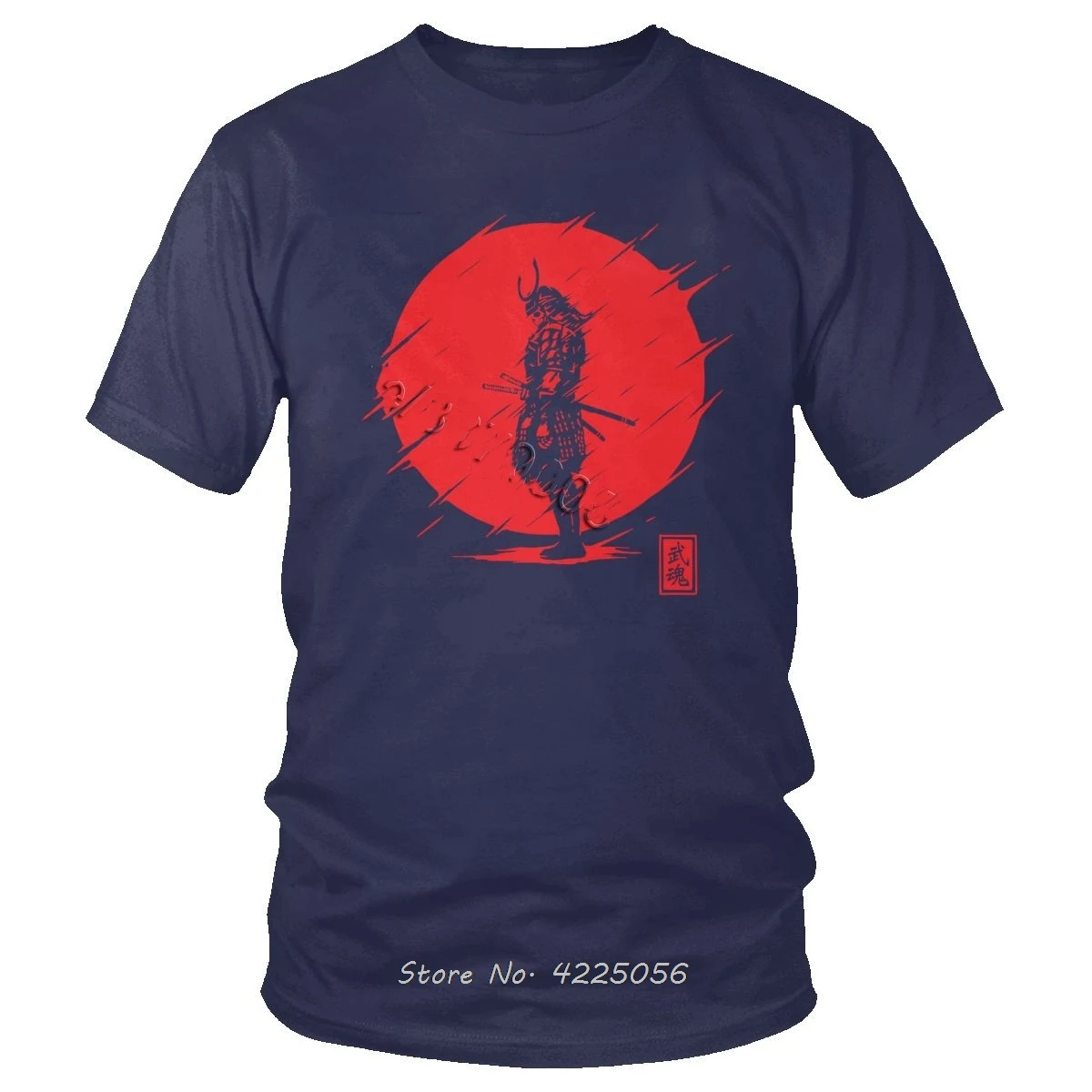 Cool Samurai Spirit T Shirt Men Brand Short Sleeve Cotton Tee Top Red Sun Japanese Armor Warrior T-shirt Tees Classic Tshirt