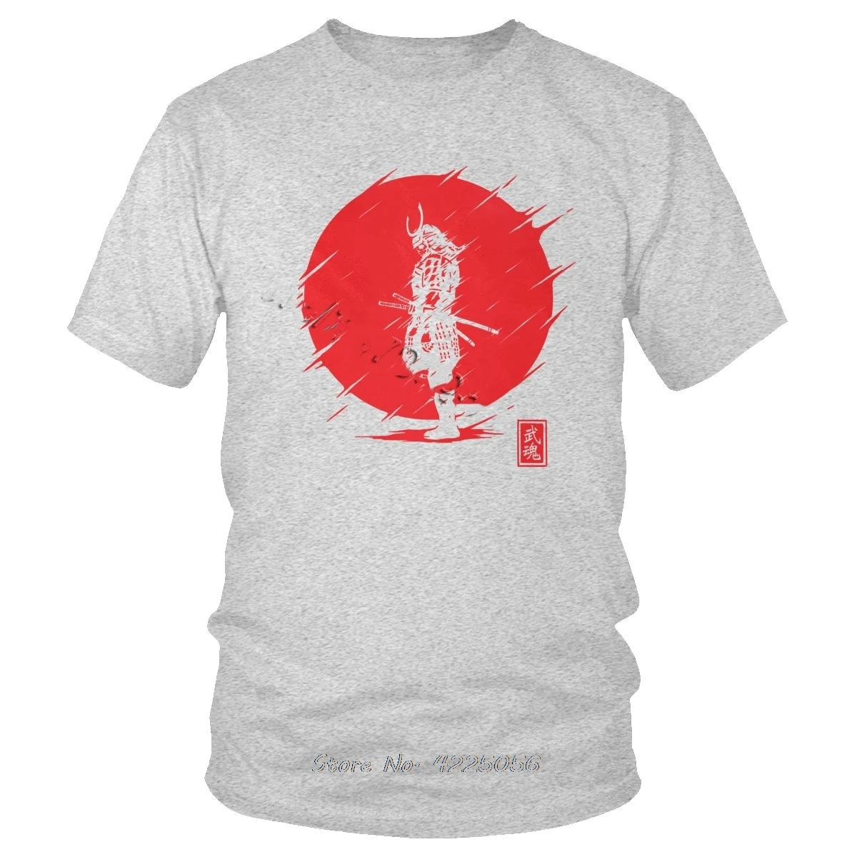 Cool Samurai Spirit T Shirt Men Brand Short Sleeve Cotton Tee Top Red Sun Japanese Armor Warrior T-shirt Tees Classic Tshirt