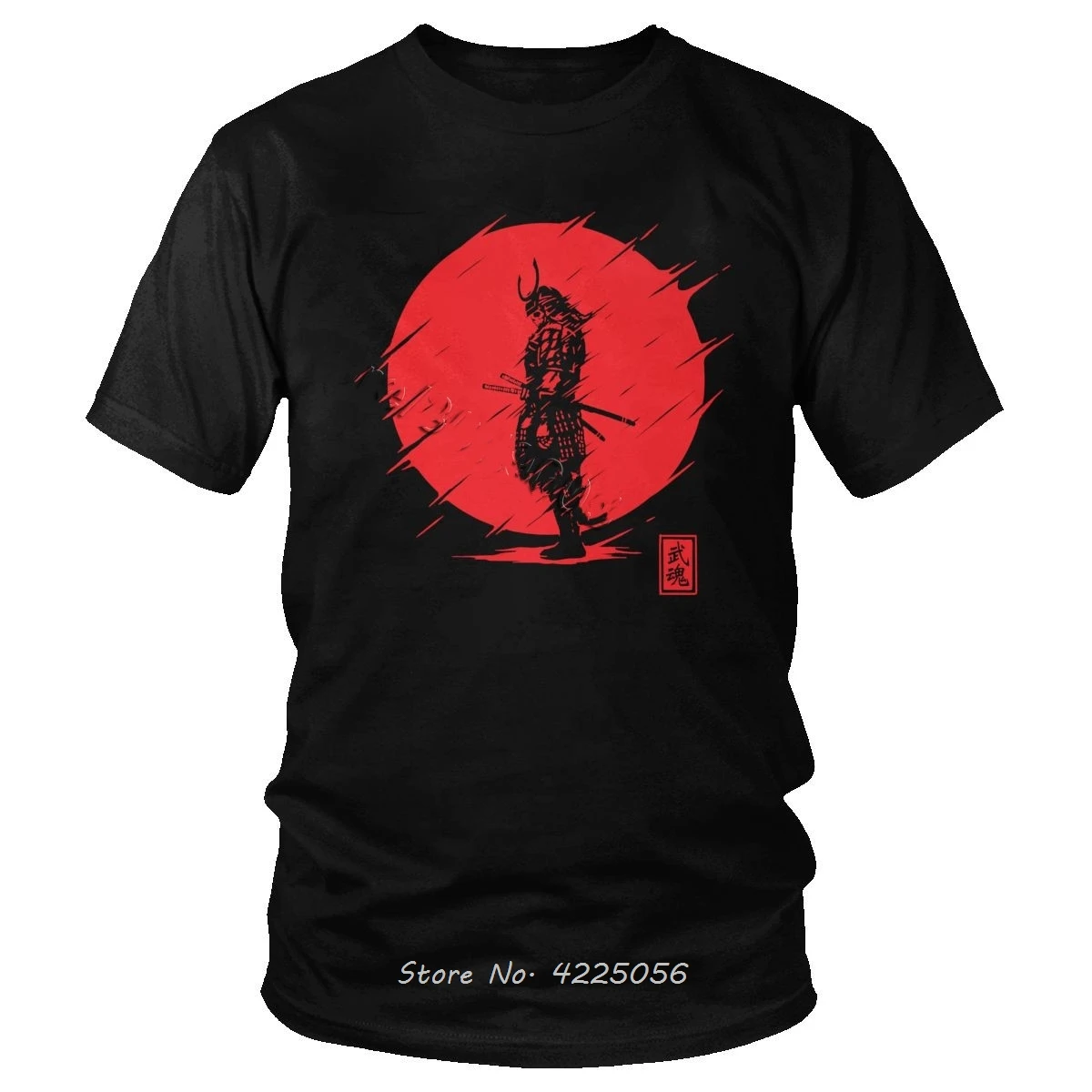 Cool Samurai Spirit T Shirt Men Brand Short Sleeve Cotton Tee Top Red Sun Japanese Armor Warrior T-shirt Tees Classic Tshirt