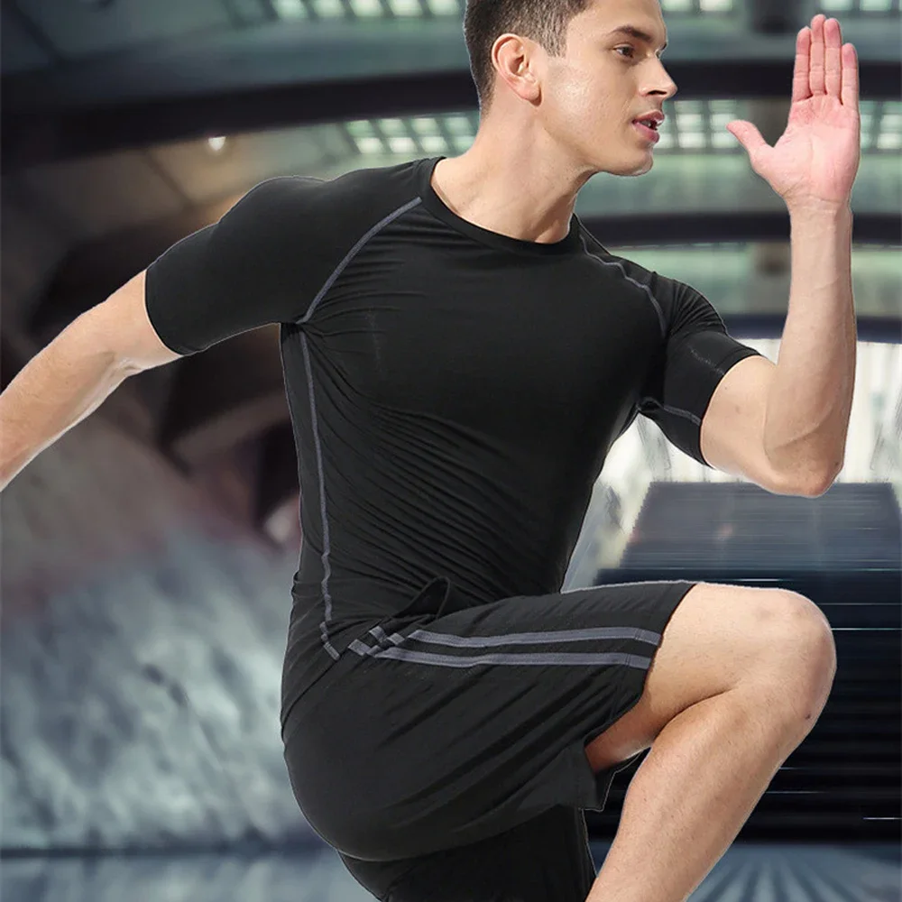 Workout Fitness Athletic T-Shirt Men's Compression Shirt Anime Jujutsu Kaisen Tight Gym TShirts Fitness Elasticity Tops Tee