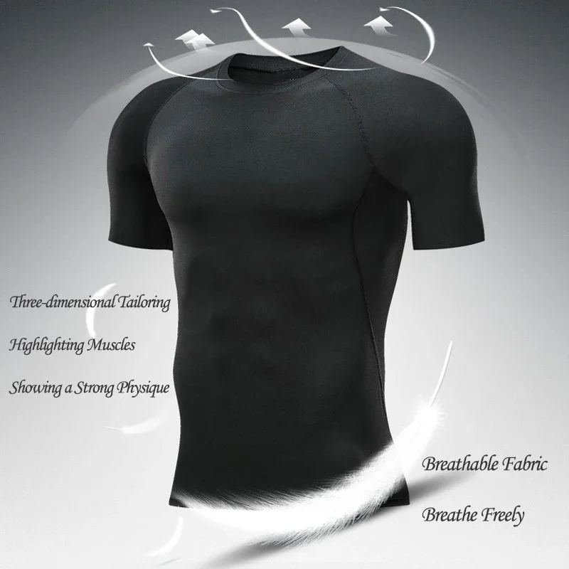 Workout Fitness Athletic T-Shirt Men's Compression Shirt Anime Jujutsu Kaisen Tight Gym TShirts Fitness Elasticity Tops Tee