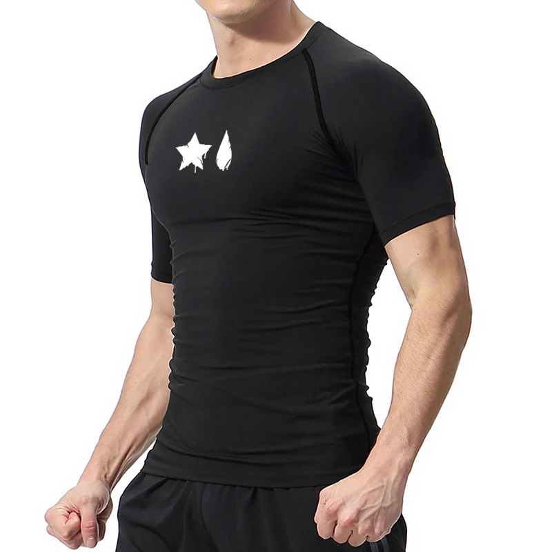 Spider Print Compression Shirt for Men Sporty Quick Dry Long Sleeve Tees Tshirt Tops Gym Workout Fitness Undershirts Baselayers