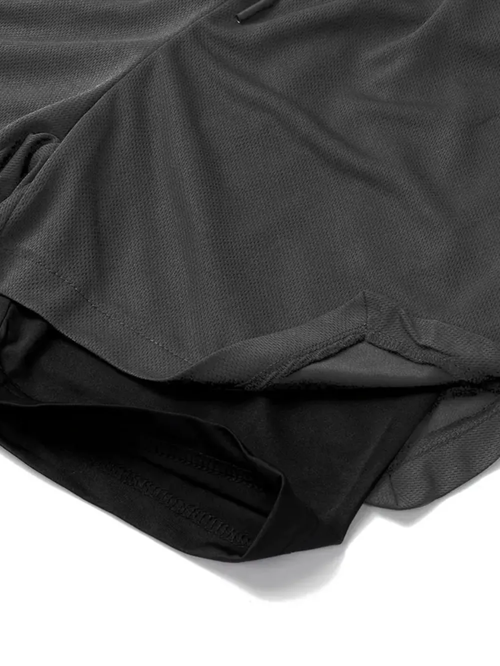 2025 Summer Men's Double-Layer Running Training Shorts Shark joyful Graphic Print Adjustable Drawstring Waist Sports Gym Shorts