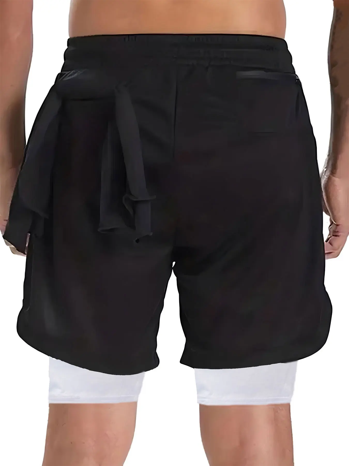 2 in 1 Performance Shorts Men's Fitness Gym Workout Summer Soild Color Short Pants Double-deck Quick Dry Jogging Sportswear