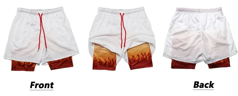 Anime Sports Fitness Running Jogging Performance Shorts Men's Shorts 2 In 1 Bilayer Shorts Print Casual Summer