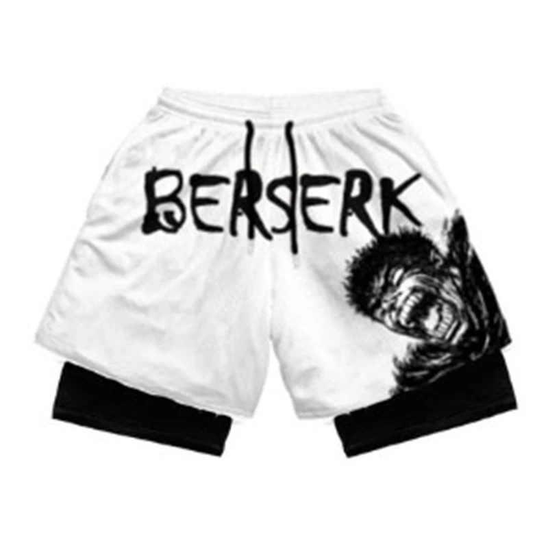 Anime Sports Fitness Running Jogging Performance Shorts Men's Shorts 2 In 1 Bilayer Shorts Print Casual Summer