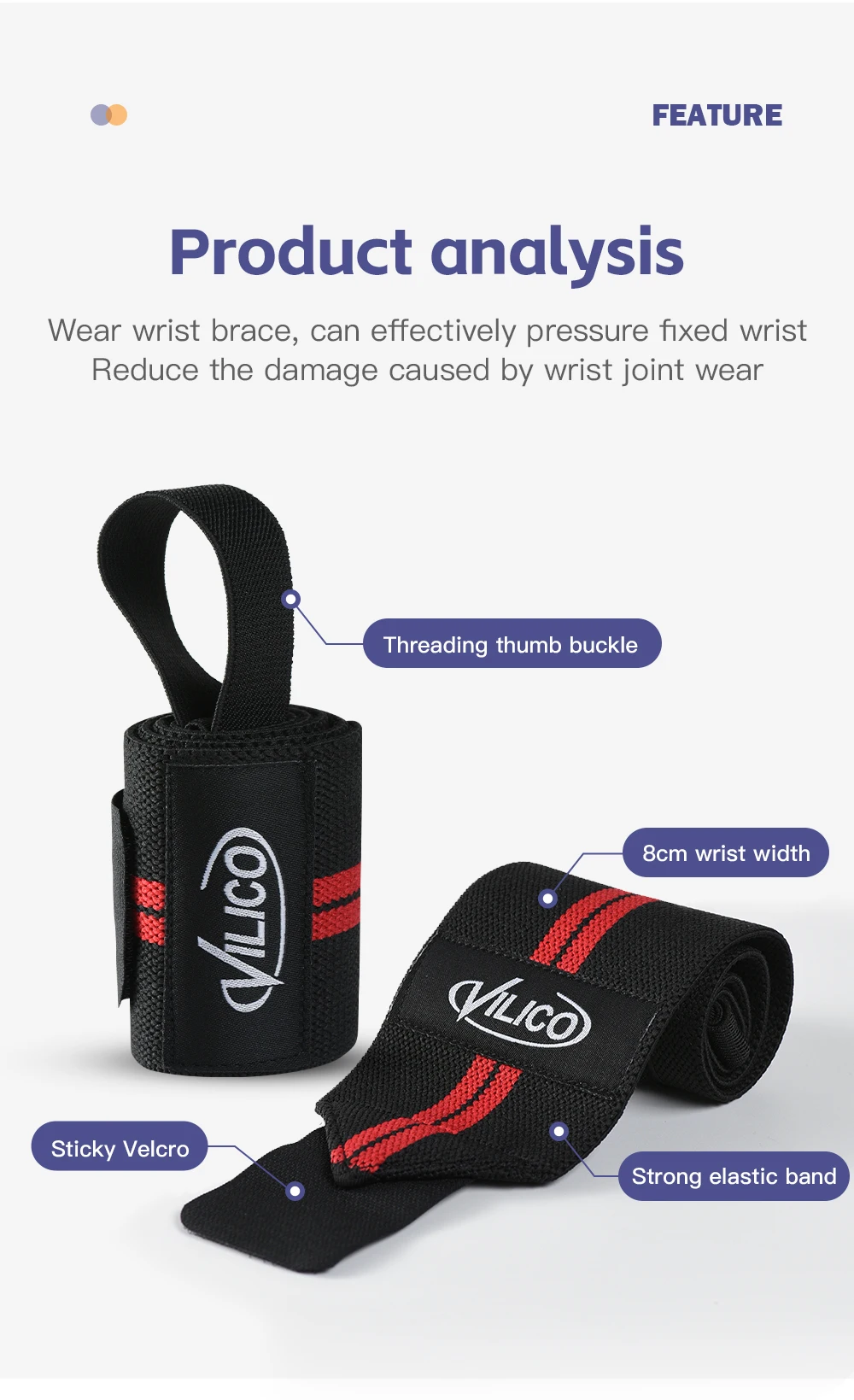 1Piece- Wristband Wrist Support Brace Straps Extra Strength Weight Lifting Wrist Wraps Bandage Fitness Gym Training