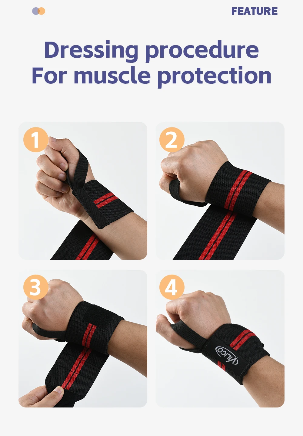 1Piece- Wristband Wrist Support Brace Straps Extra Strength Weight Lifting Wrist Wraps Bandage Fitness Gym Training