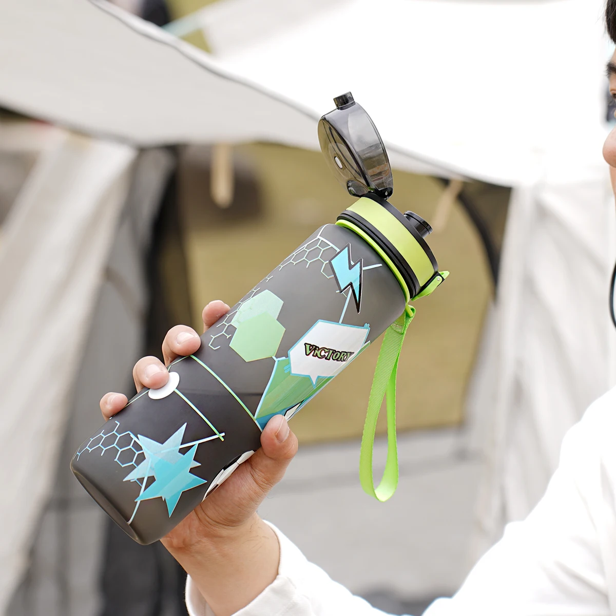 3D Printed Water Bottle Direct Drink Portable Plastic Sports Water Cup for Outdoor Camping Hiking Travel Kettle