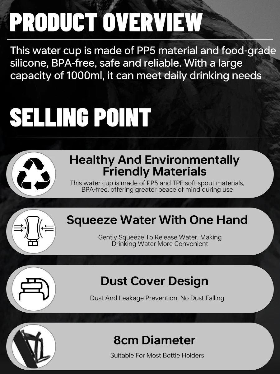 X-TIGER Cycling Water Bottle 1000ML Large Capacity Outdoor Sports Camping Hiking PortableTest MTB Road Bike Bicycle Water Kettle